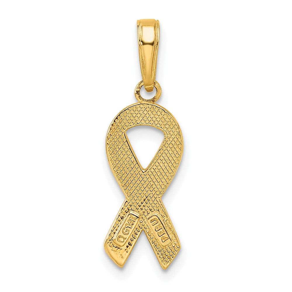 14k Pink Enameled Awareness Ribbon Pendant