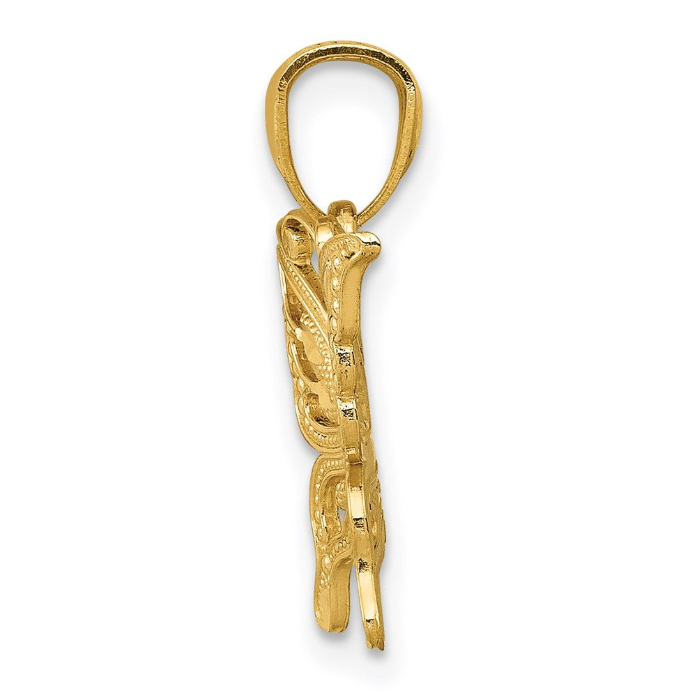 14k Diamond-cut Butterfly Pendant