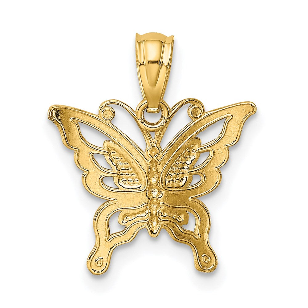 14k Diamond-cut Butterfly Pendant