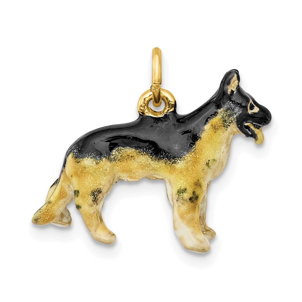 14k 3D Enameled Medium German Shepherd Charm