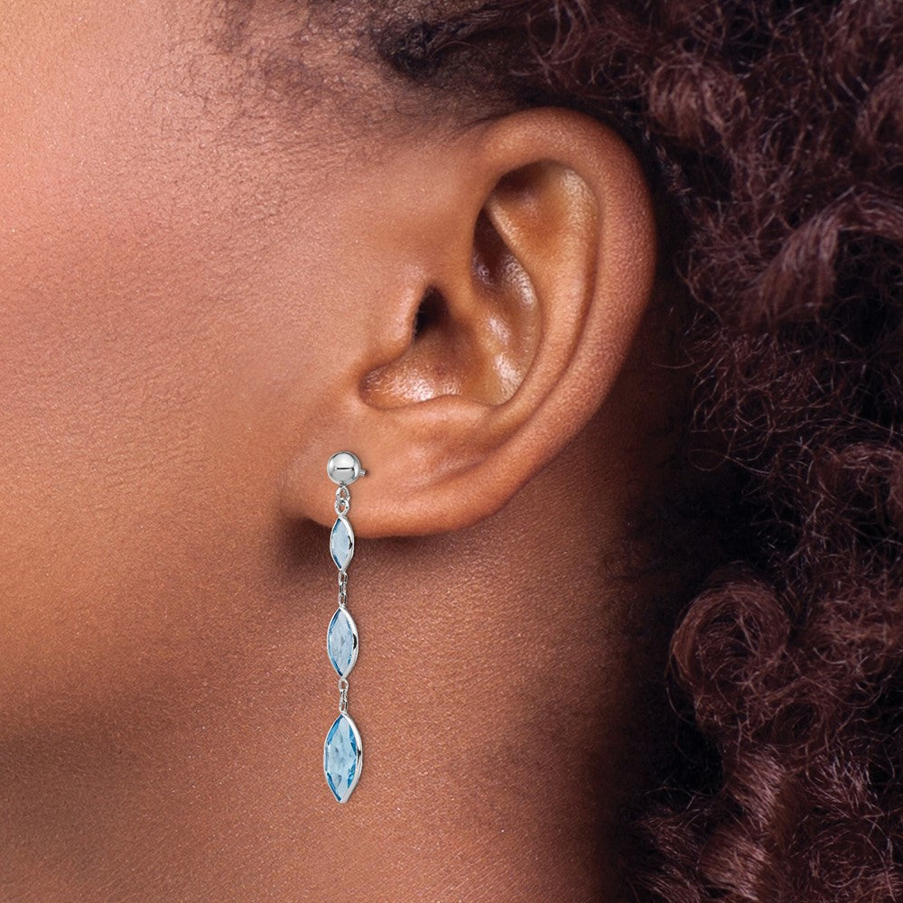 14K WG Blue Topaz Post Earrings