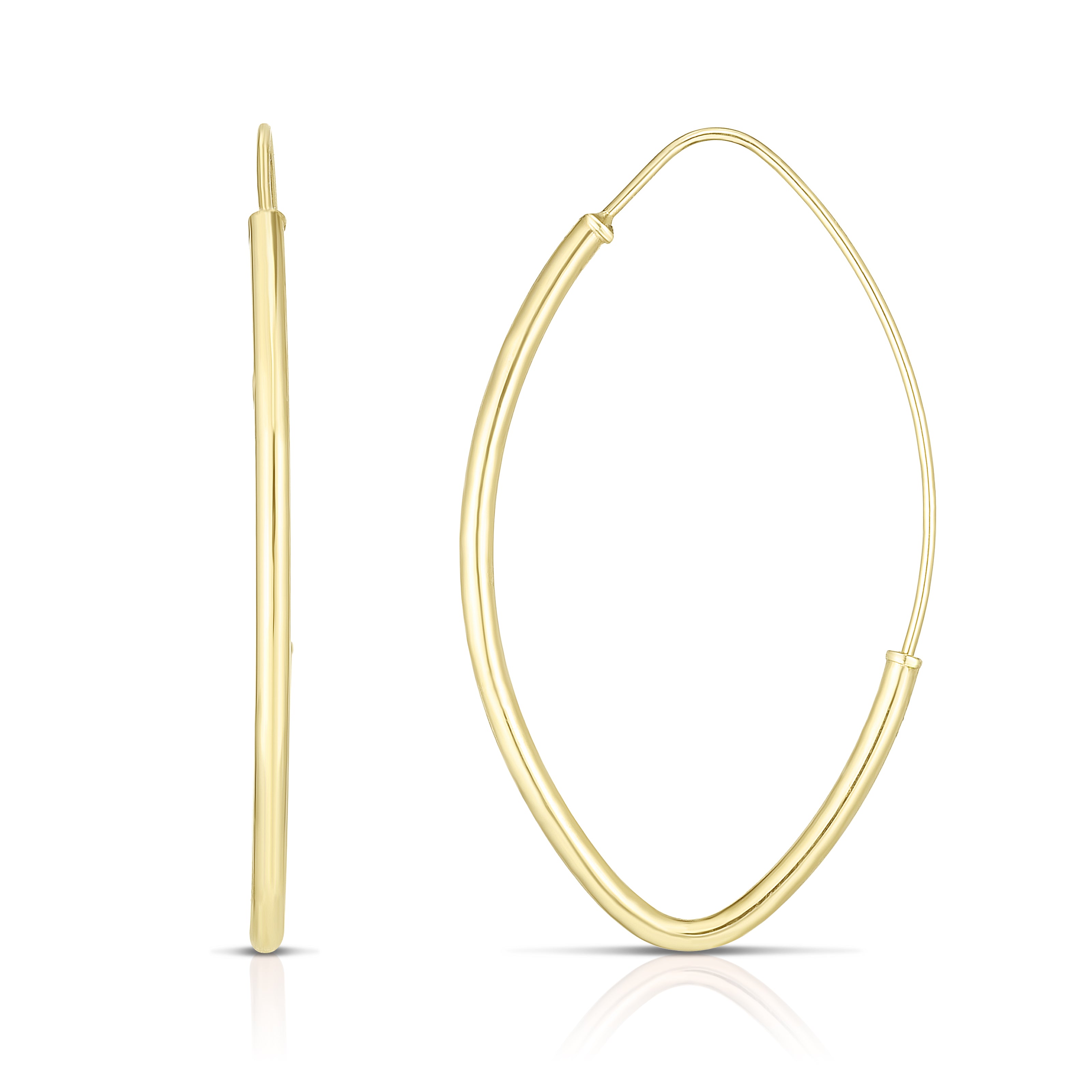 14K Yellow Gold Small Polished Marquise Fashion Hoop Earring