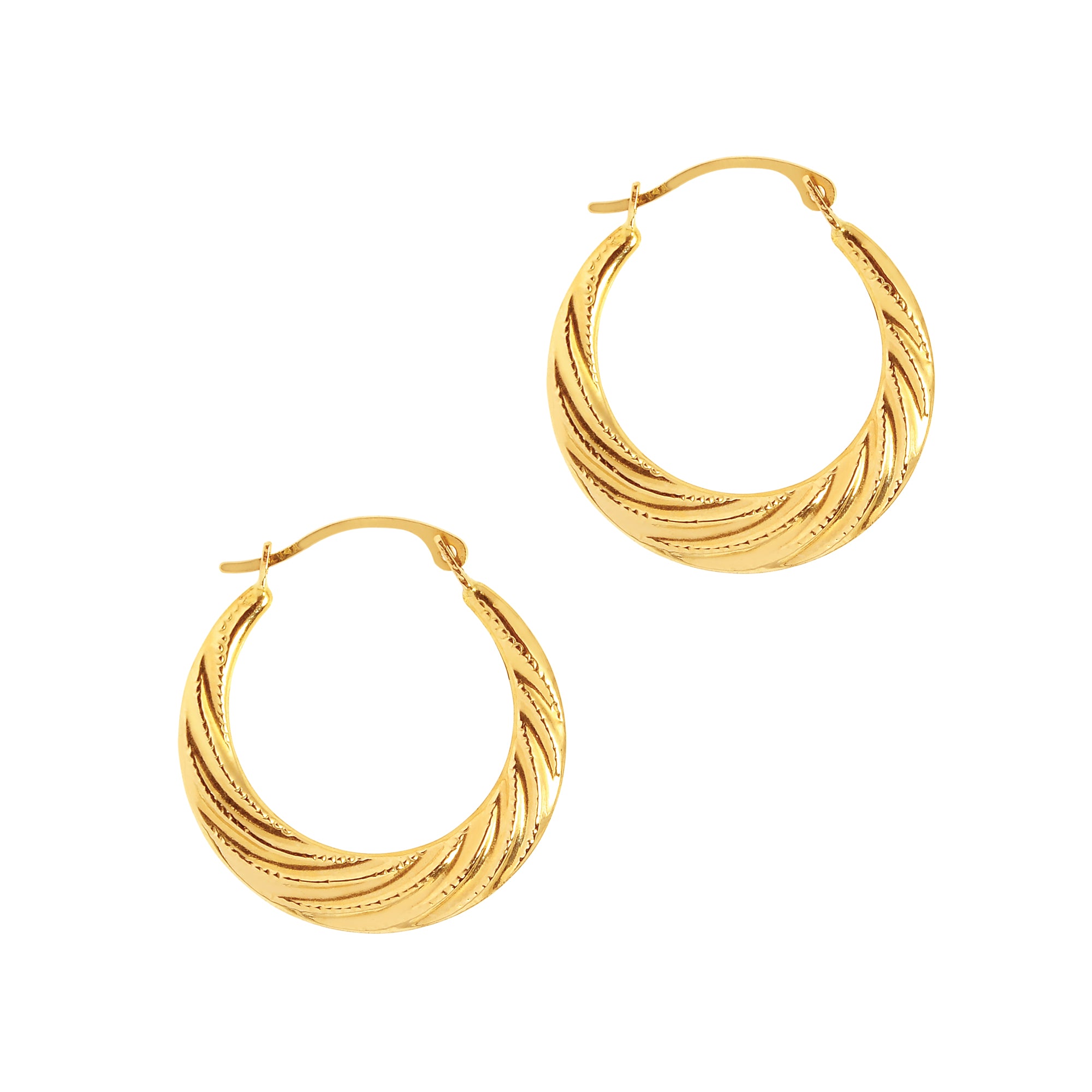 10K Yellow Gold Round Graduated Twist Hoop Earring