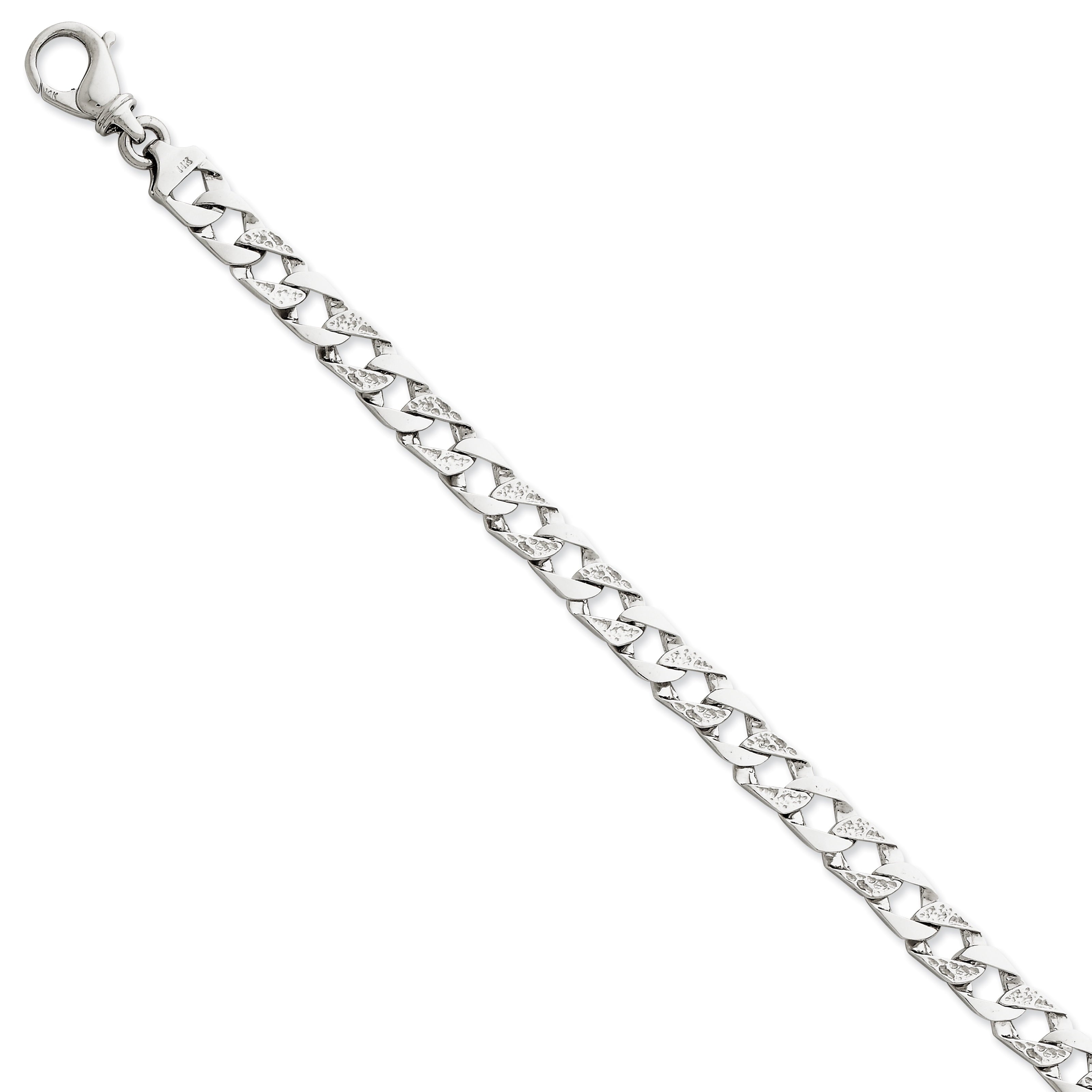 14K White Gold 24 Inch 7.5Mm Hand Polished Fancy Link With Fancy Lobster Clasp Chain