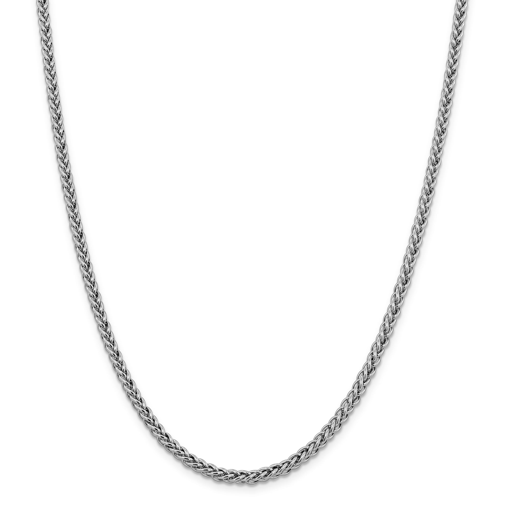 14K White Gold 24 Inch 4.3Mm Semi-Solid 3-Wire Wheat With Lobster Clasp Chain