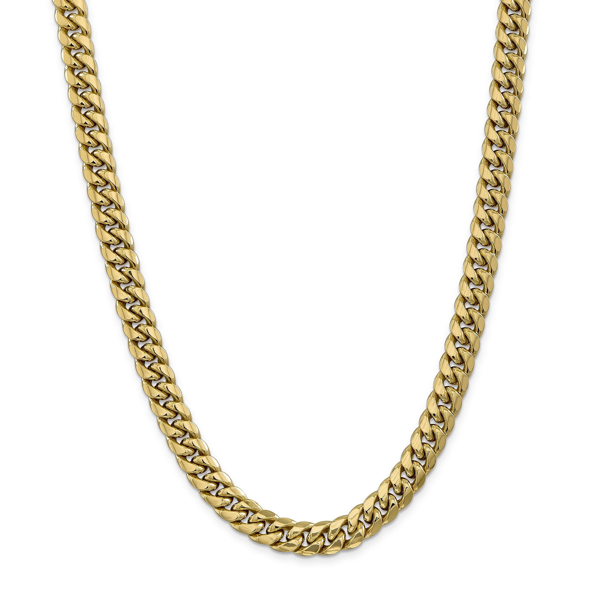 14K 24 Inch 9.3Mm Semi-Solid Miami Cuban With Lobster Clasp Chain