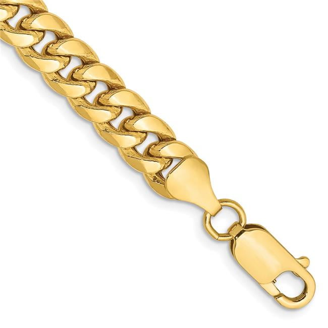 14K 8 Inch 6.75Mm Semi-Solid Miami Cuban With Lobster Clasp Bracelet