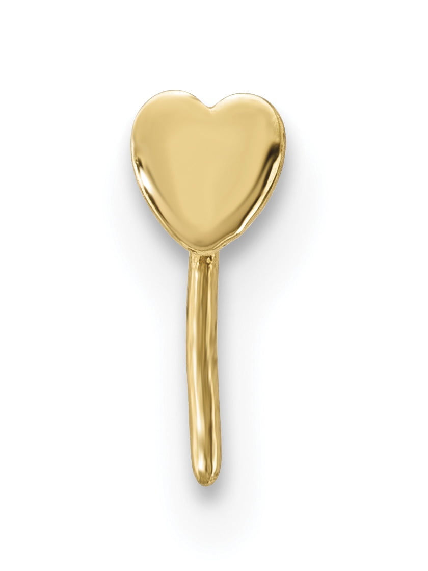 14K 22 Gauge Polished Heart Nose Stud
