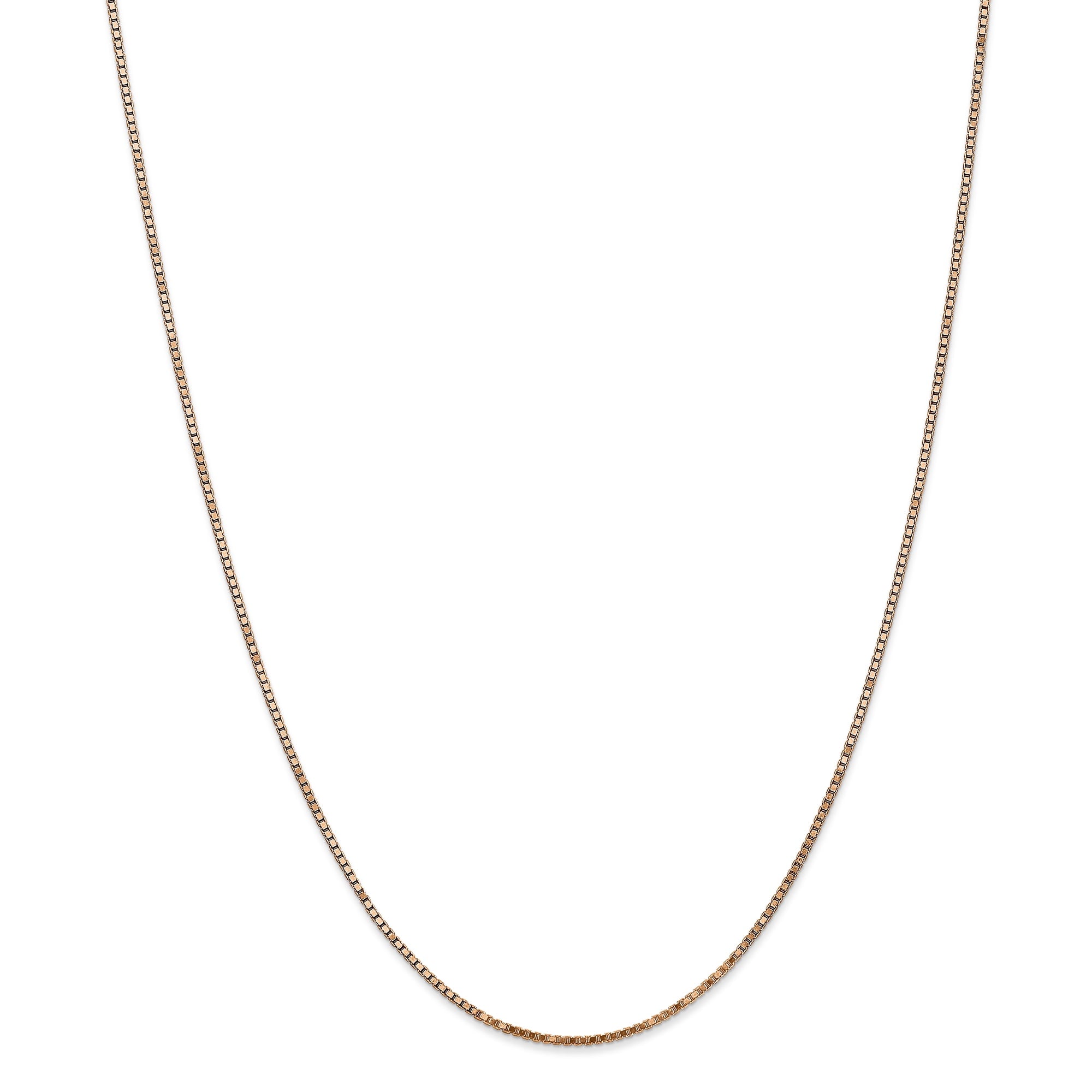 14K Rose Gold 24 Inch 1.3Mm Box Link With Lobster Clasp Chain