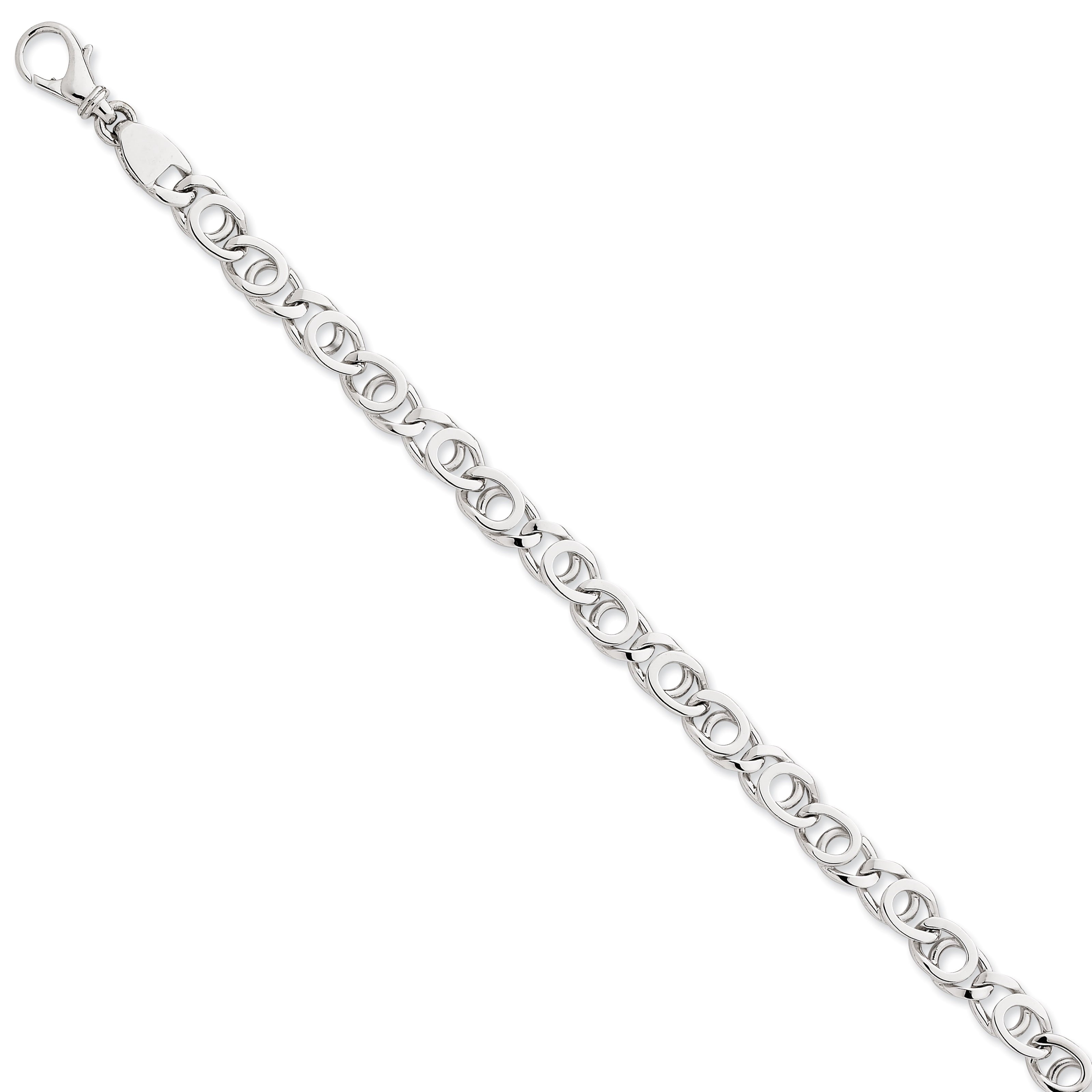 14K White Gold 24 Inch 7Mm Hand Polished Fancy Link With Fancy Lobster Clasp Chain