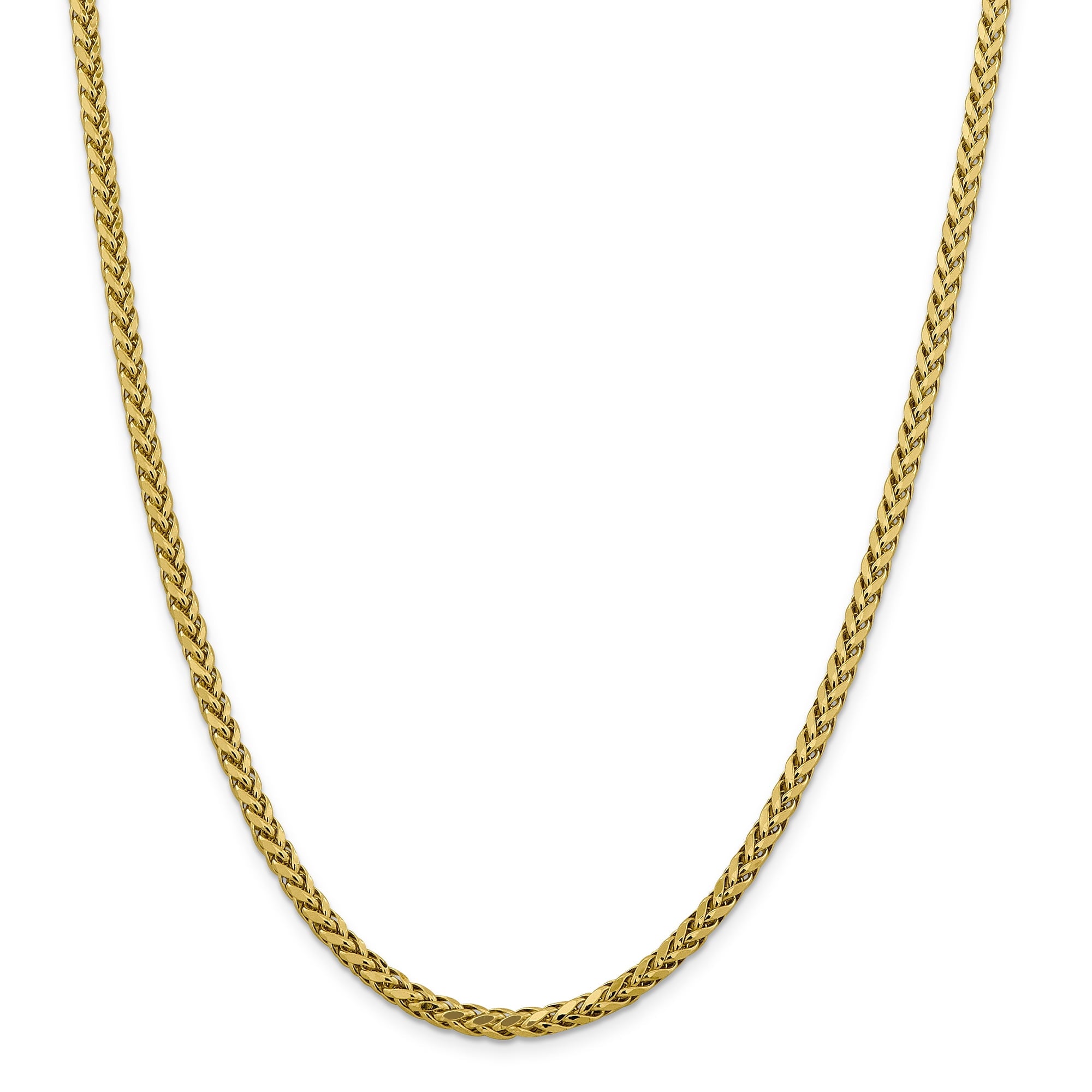 14K 22 Inch 3.7Mm Semi-Solid Diamond-Cut Wheat With Lobster Clasp Chain
