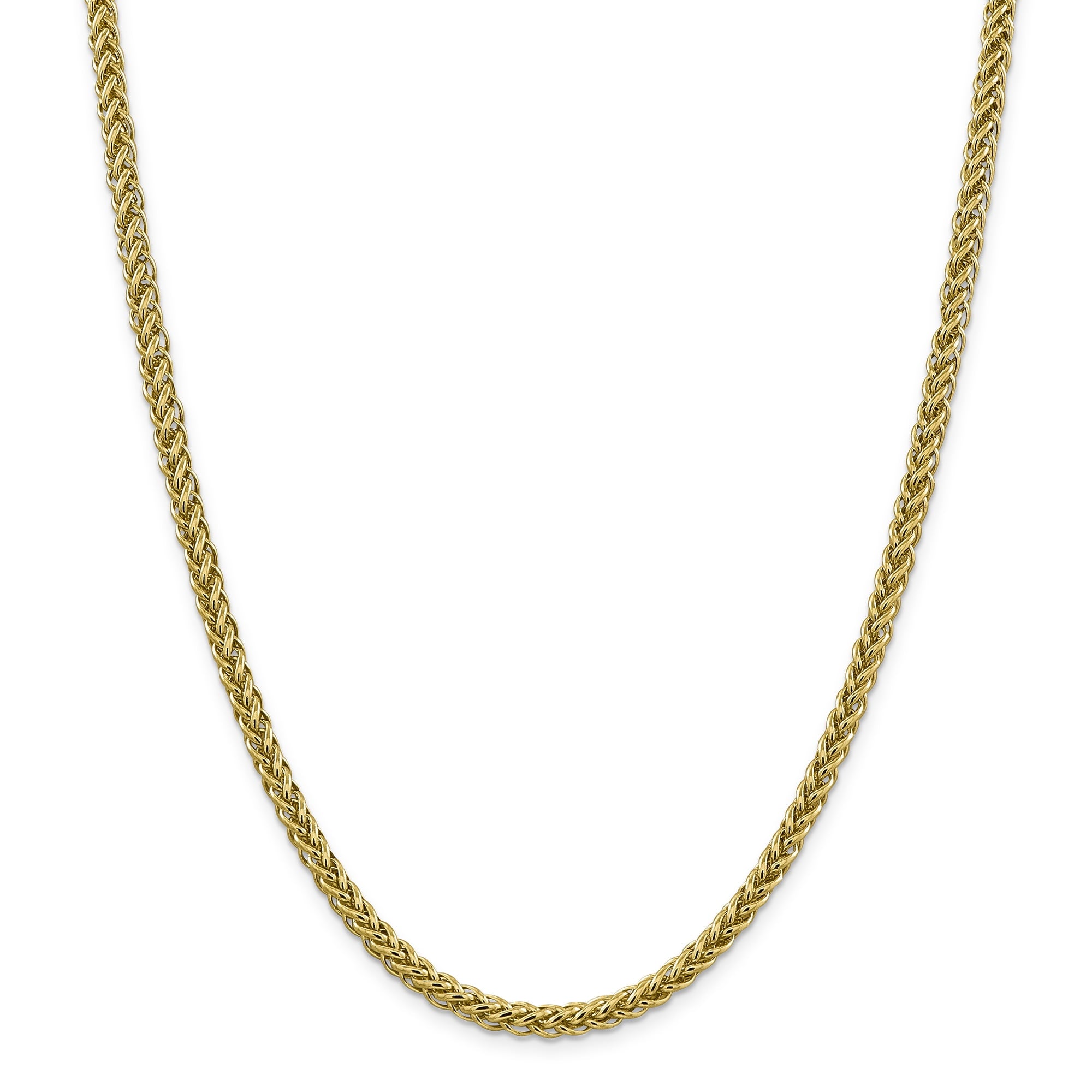 14K 24 Inch 4.65Mm Semi-Solid 3-Wire Wheat With Lobster Clasp Chain
