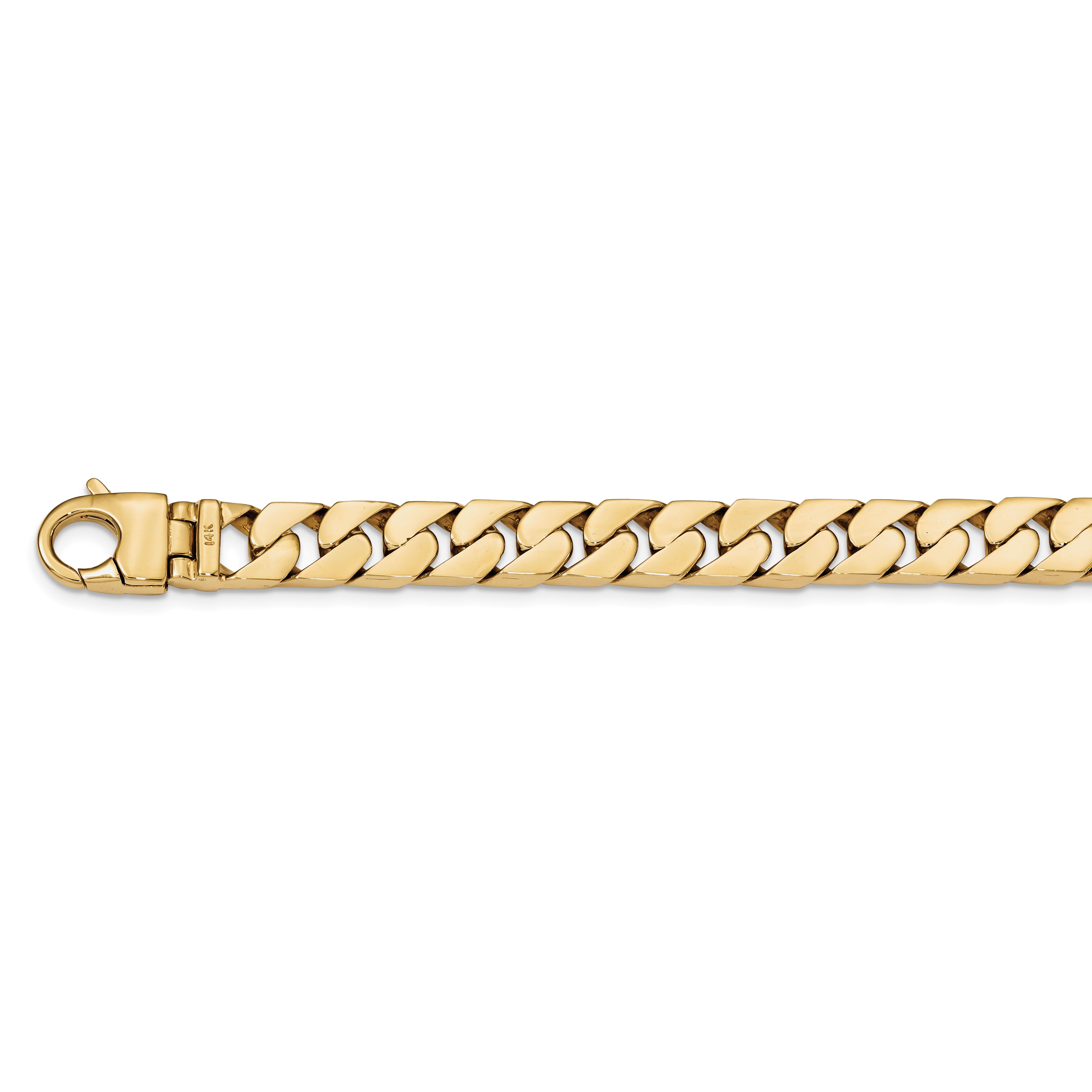 14K 20 Inch 10.2Mm Hand Polished Long Link Half Round Curb With Fancy Lobster Chain