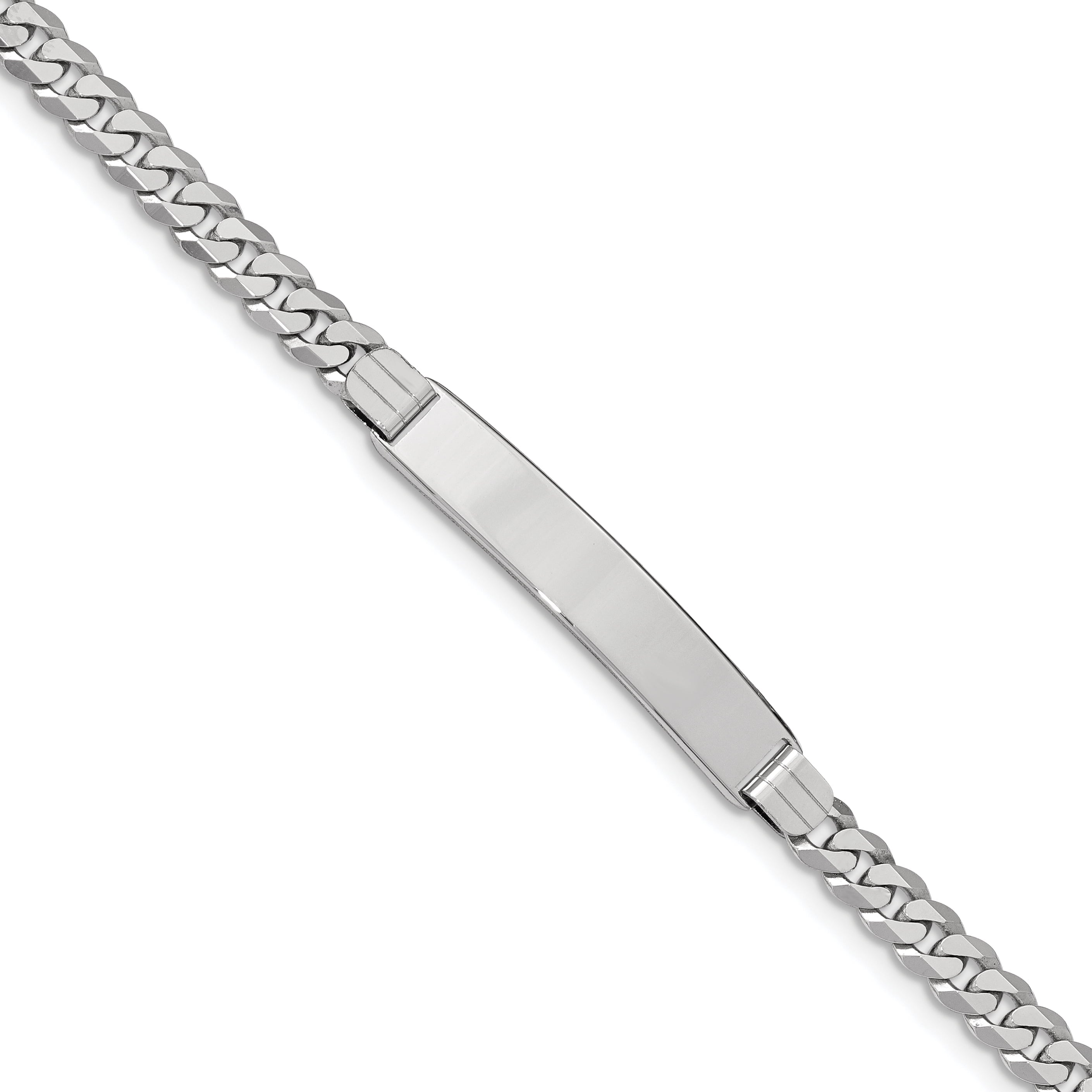 14K Wg Flat Curb Link Id Bracelet
