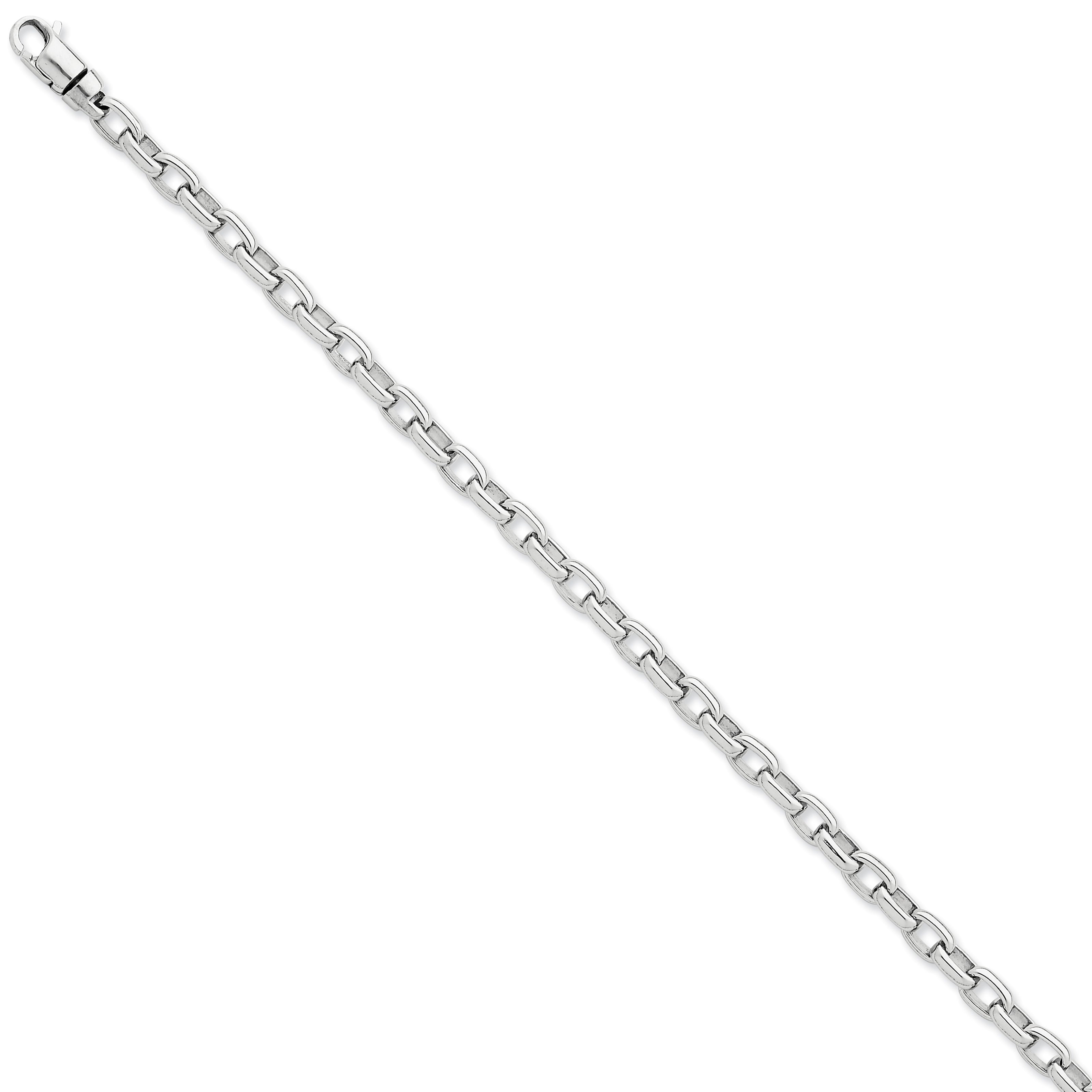 14K White Gold 24 Inch 5Mm Hand Polished Fancy Link With Lobster Clasp Chain