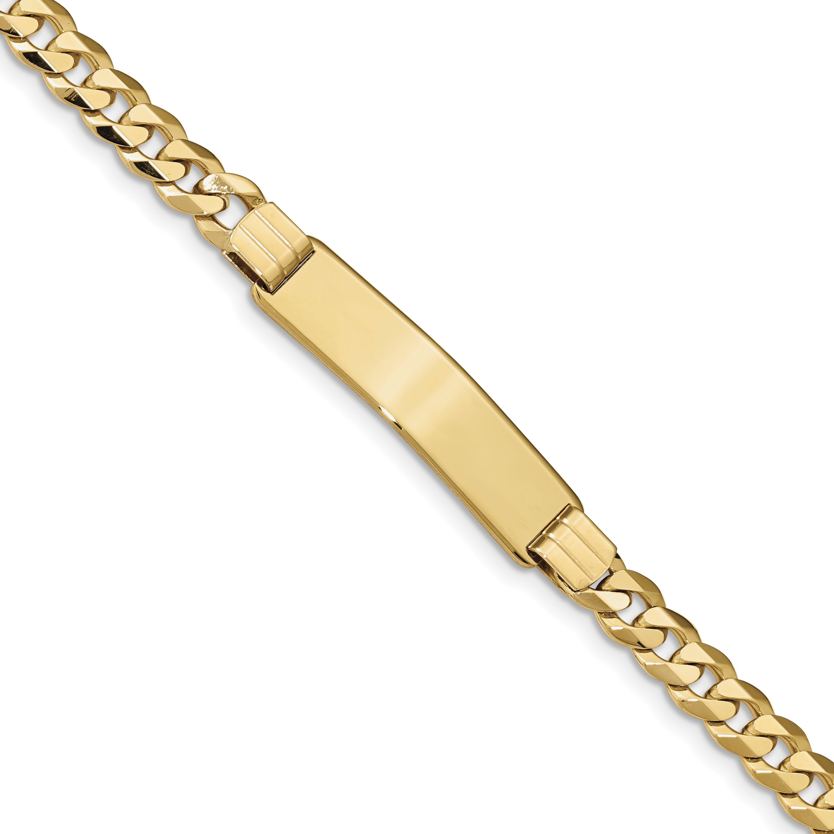 14K Flat Curb Link Id Bracelet
