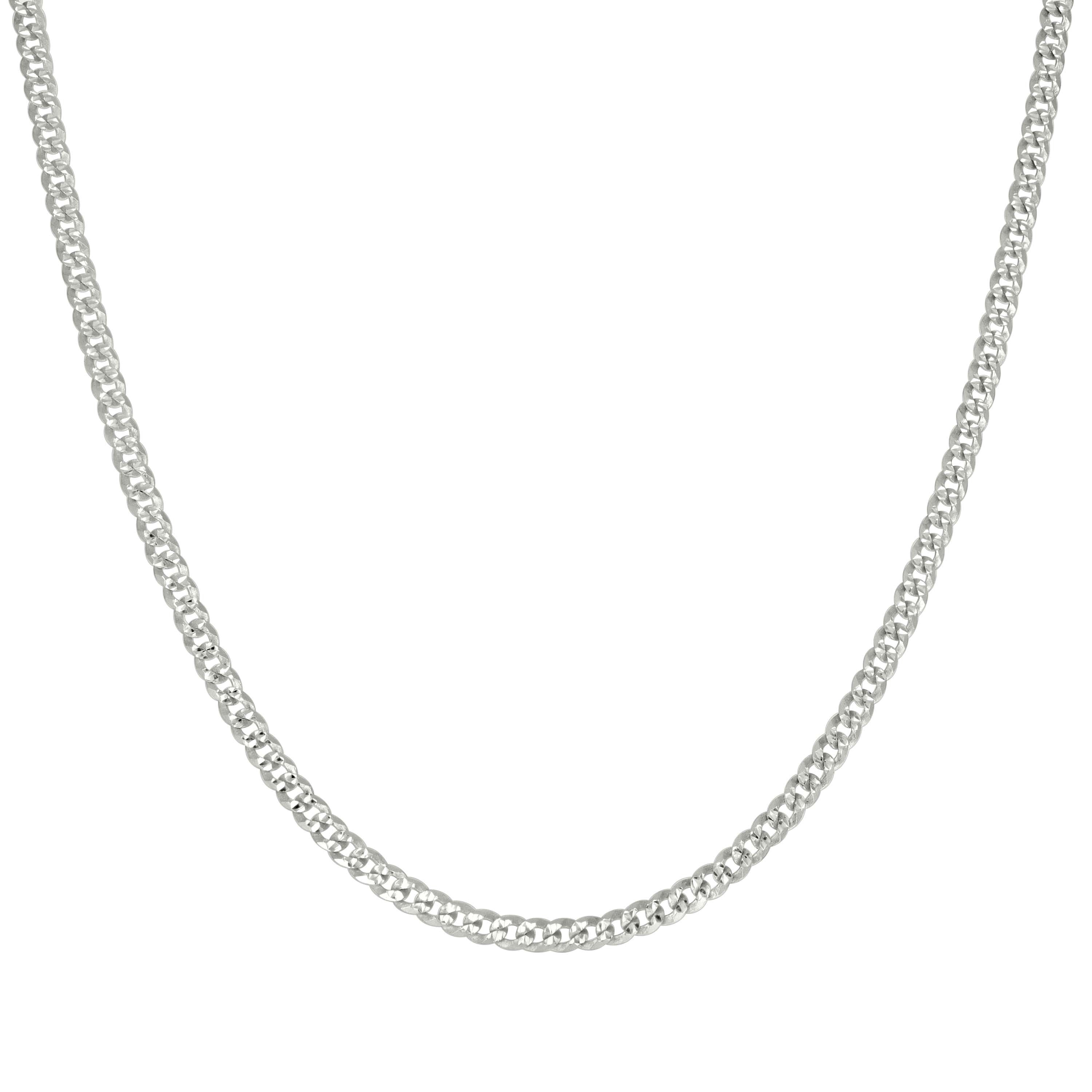 14KT Solid White Gold 3 MM Curb Cuban Link Chain