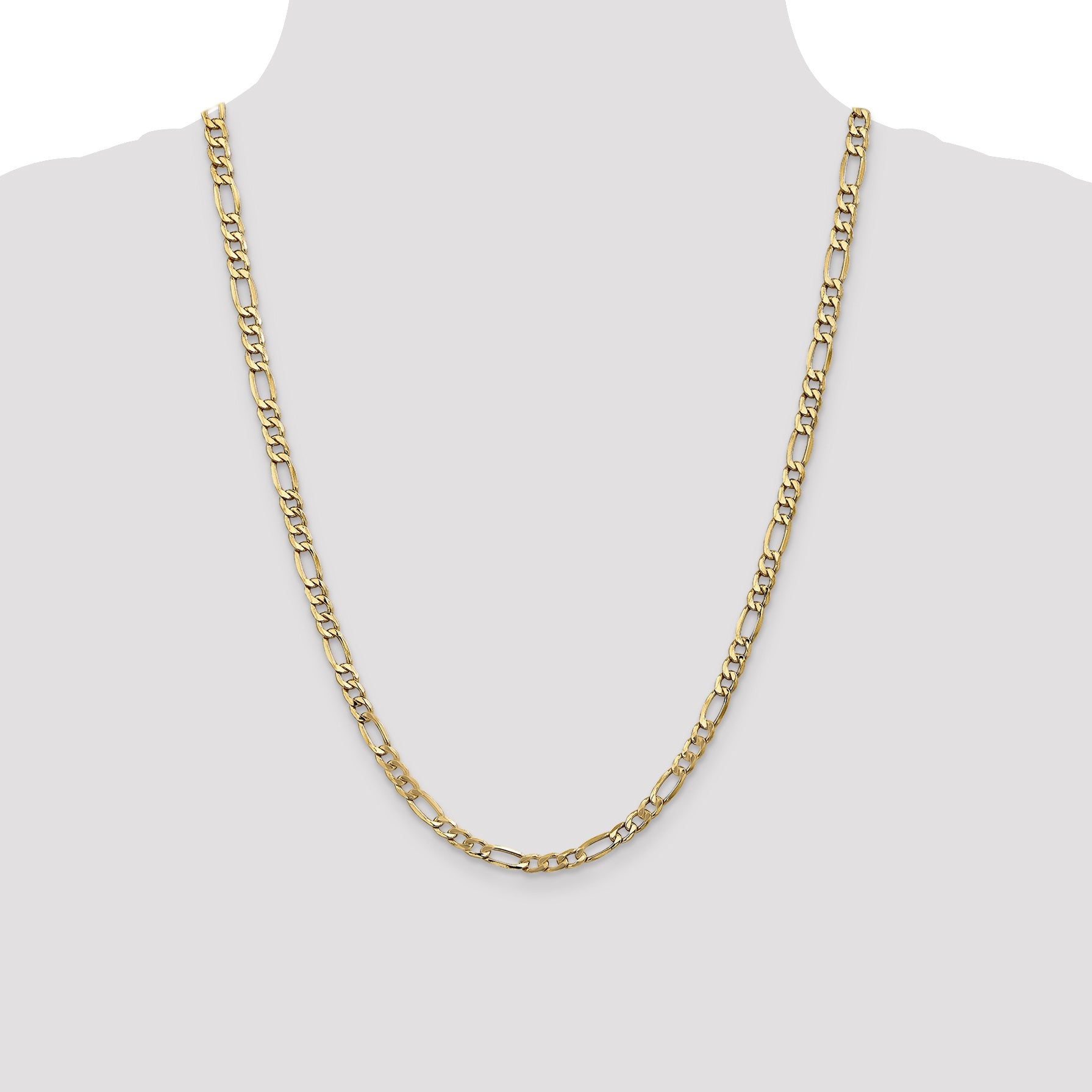 10KT Hollow Yellow Gold 9 MM Figaro Link Chain