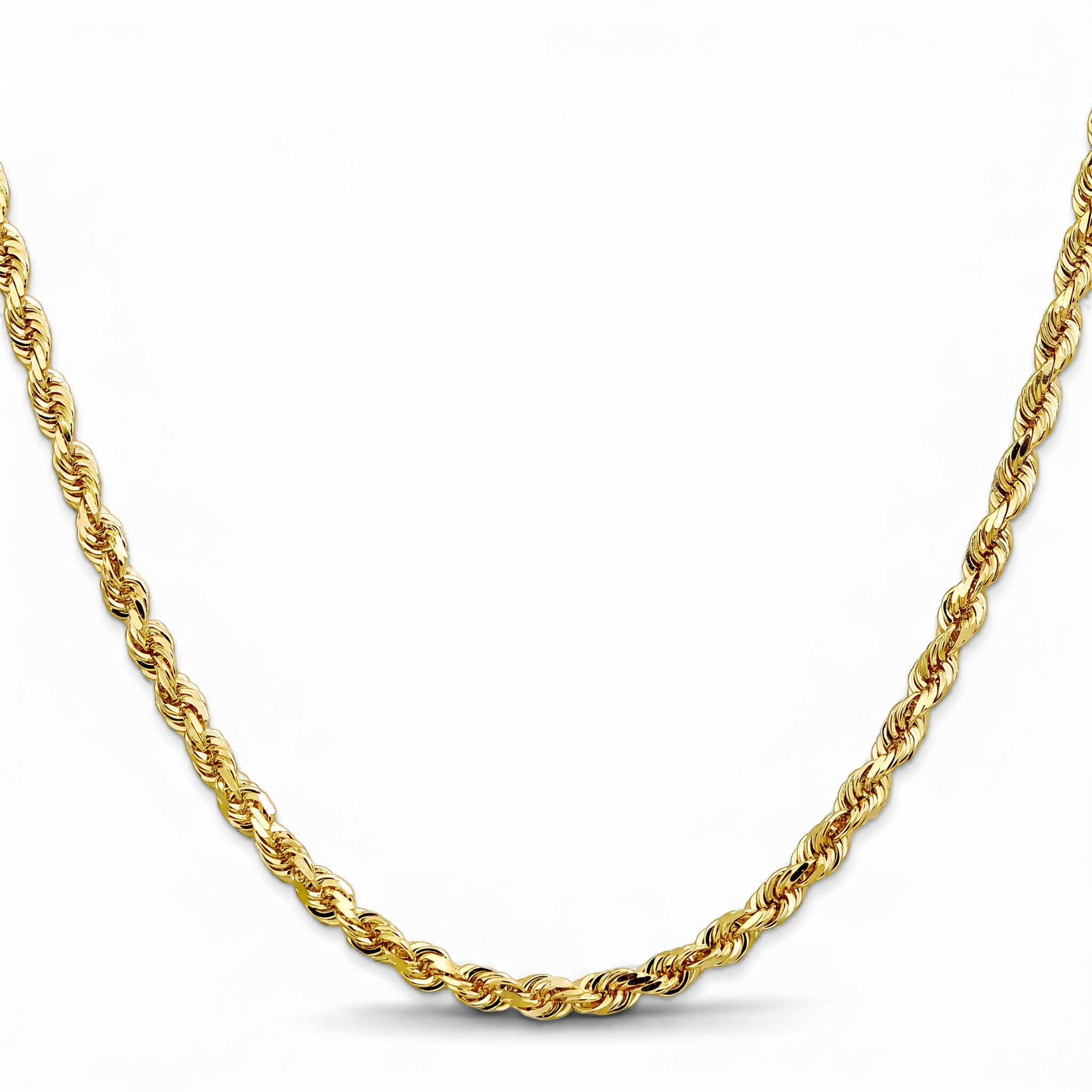 14KT Hollow Yellow Gold 5 MM Rope Link Chain