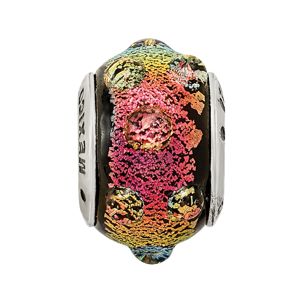 Sterling Silver Reflections Rainbow Dichroic Glass Bead