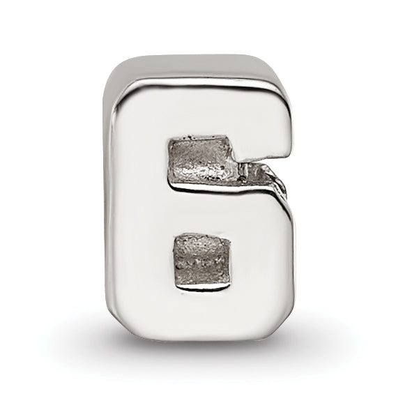 Sterling Silver Reflections Kids Number 6 Bead Size: 6.36MM X 5.45MM