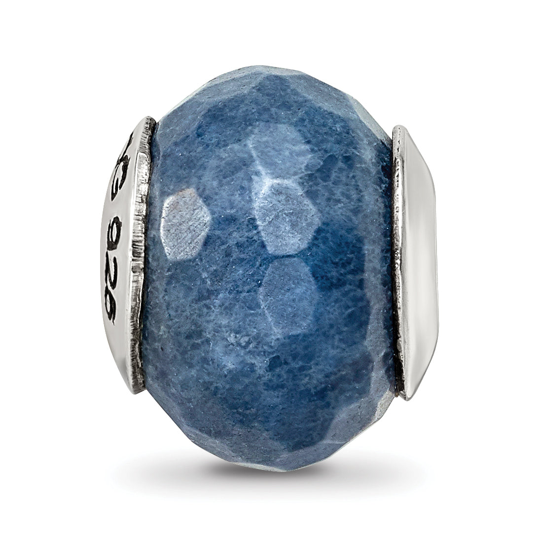 Sterling Silver Reflections Dark Blue Quartz Stone Bead Size: 13.64MM X 10.91MM