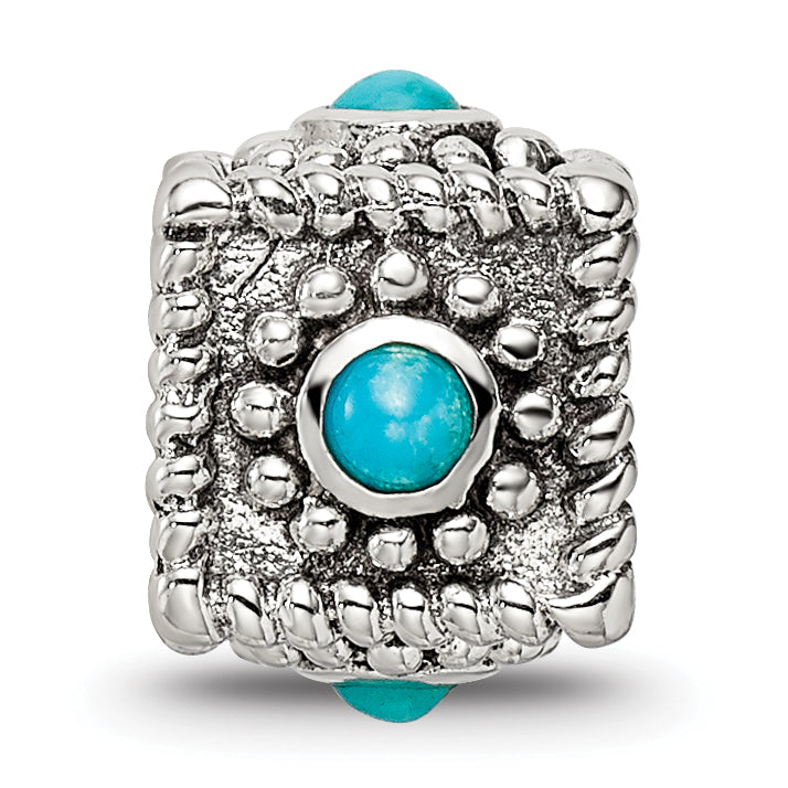 Sterling Silver Reflections Square 4 Stone Turquoise Bead Size: 10MM X 7.27MM