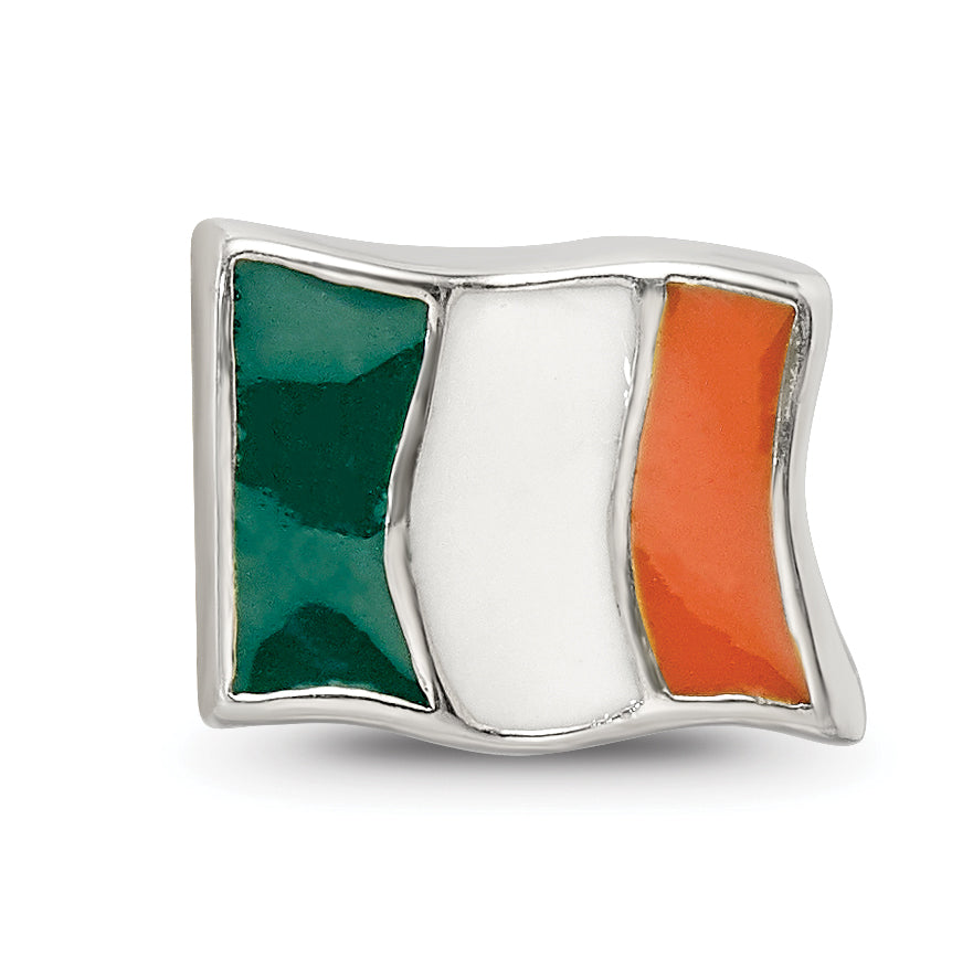 Sterling Silver Reflections Enameled Ireland Flag Bead Size: 7.27MM X 10MM