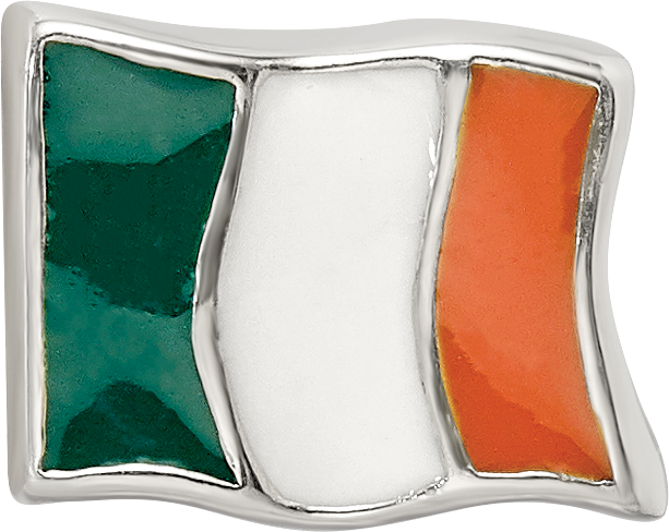 Sterling Silver Reflections Enameled Ireland Flag Bead Size: 7.27MM X 10MM