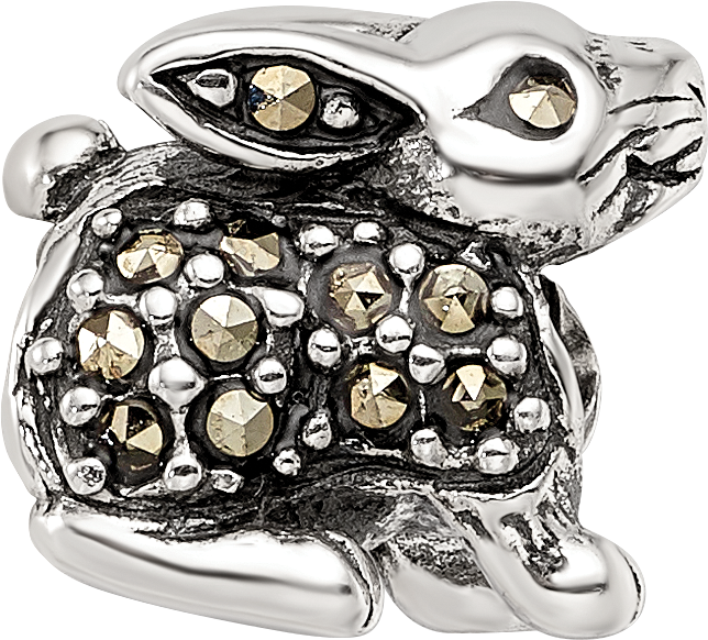 Sterling Silver Reflections Marcasite Rabbit Bead Size: 9.09MM X 10MM