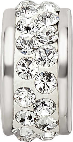 Sterling Silver Reflections Double Row White Preciosa Crystal Bead Size: 10.91MM X 4.55MM