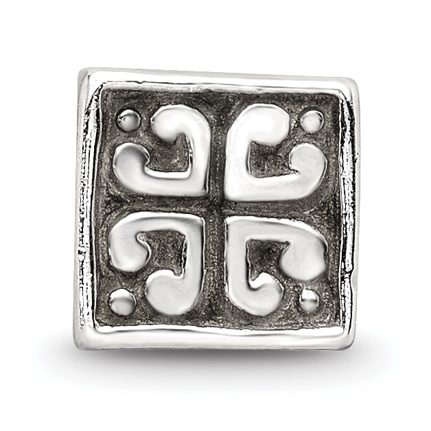 Sterling Silver Reflections Heart Cube Bead Size: 7.27MM X 7.27MM