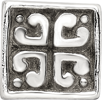 Sterling Silver Reflections Heart Cube Bead Size: 7.27MM X 7.27MM