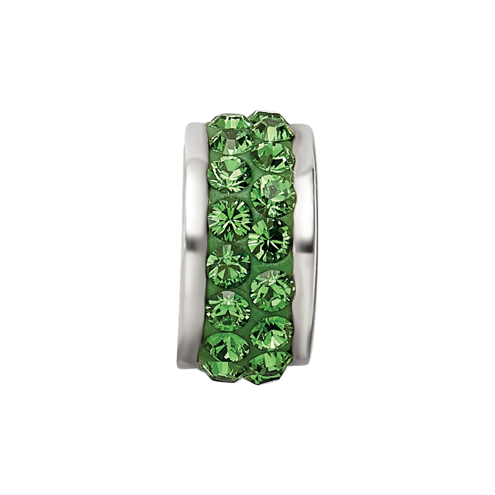 Sterling Silver Reflections Green Double Row Preciosa Crystal Bead