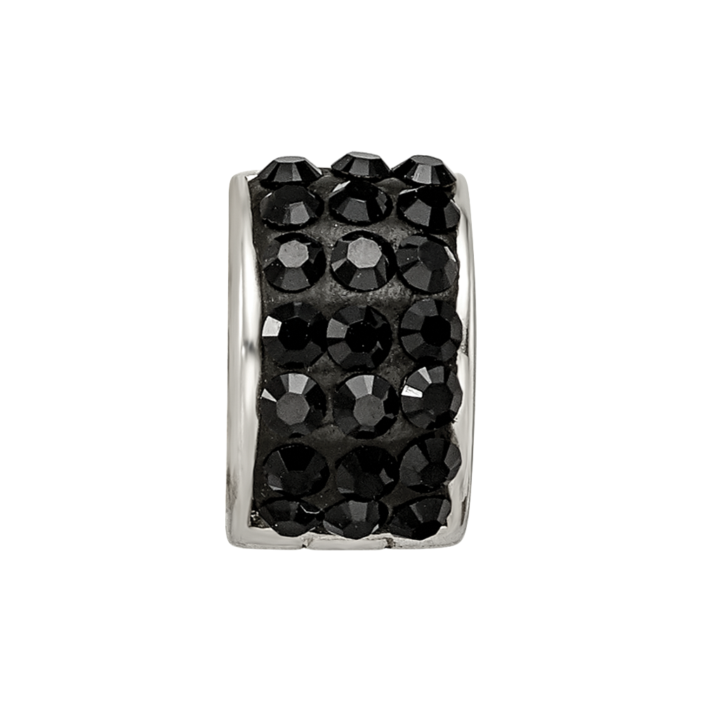 Sterling Silver Reflections Black Preciosa Crystal Bead