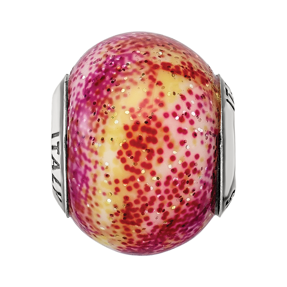 Sterling Silver Reflections Italian Fuschia & Yellow Glass Bead