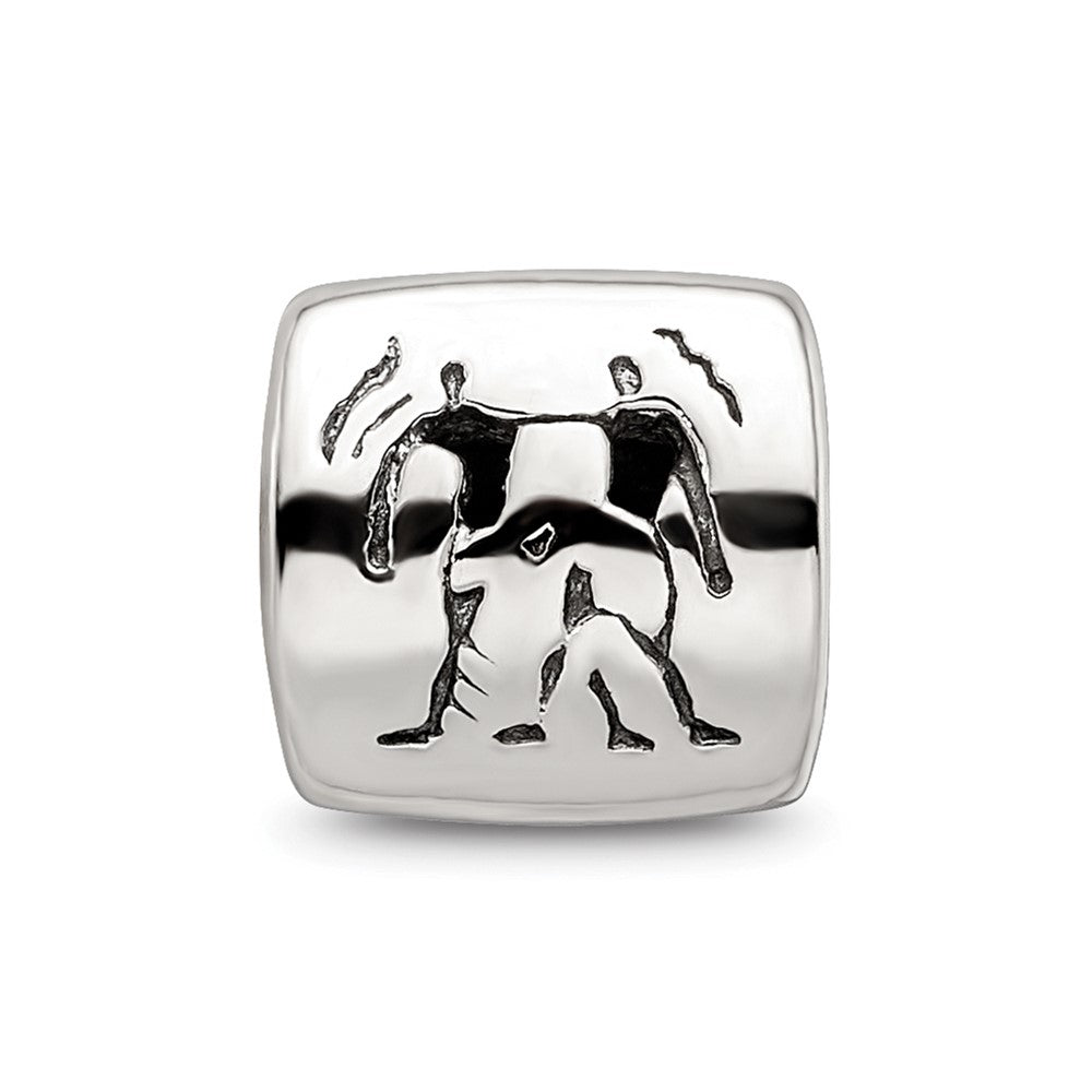 Sterling Silver Reflections Gemini Zodiac Antiqued Bead