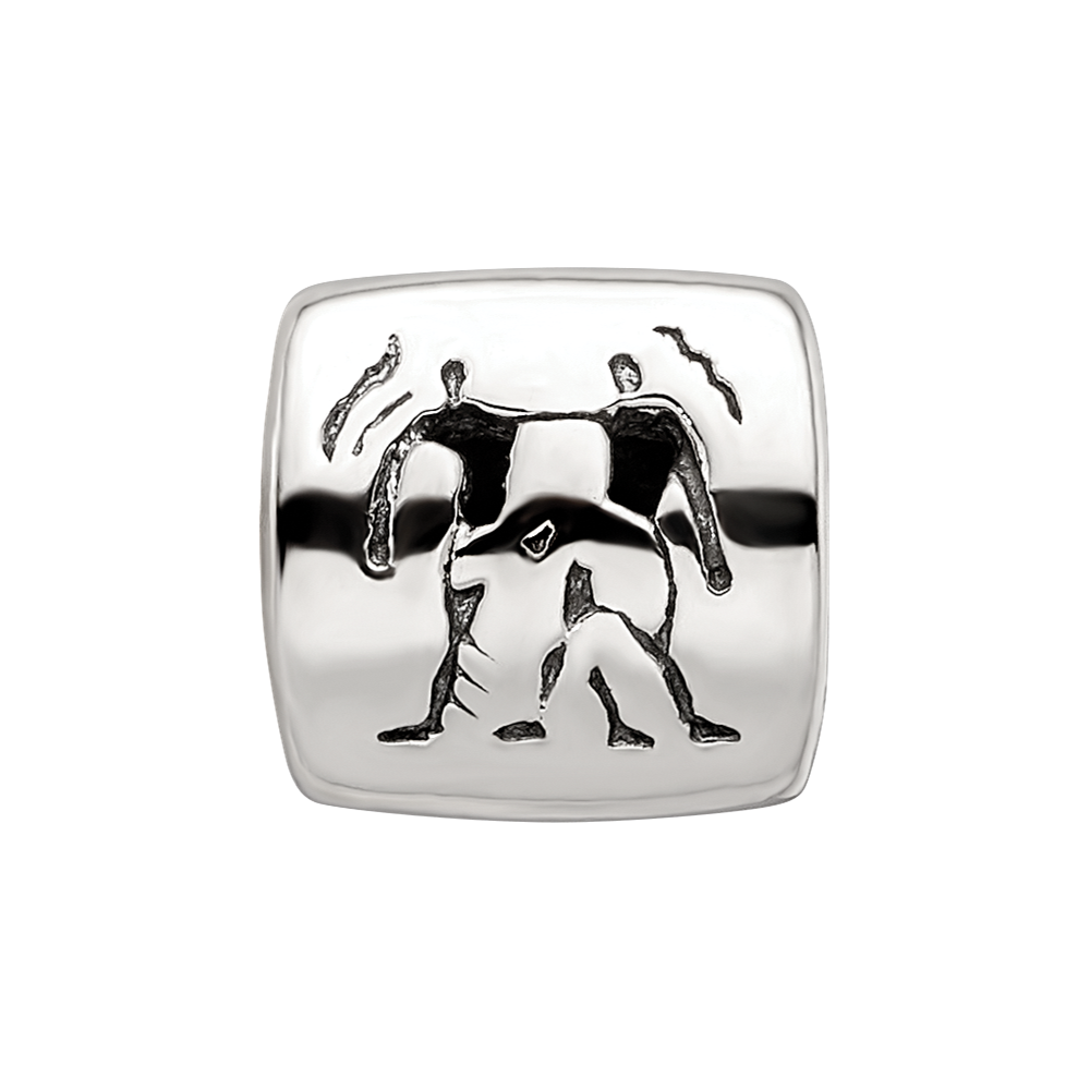 Sterling Silver Reflections Gemini Zodiac Antiqued Bead