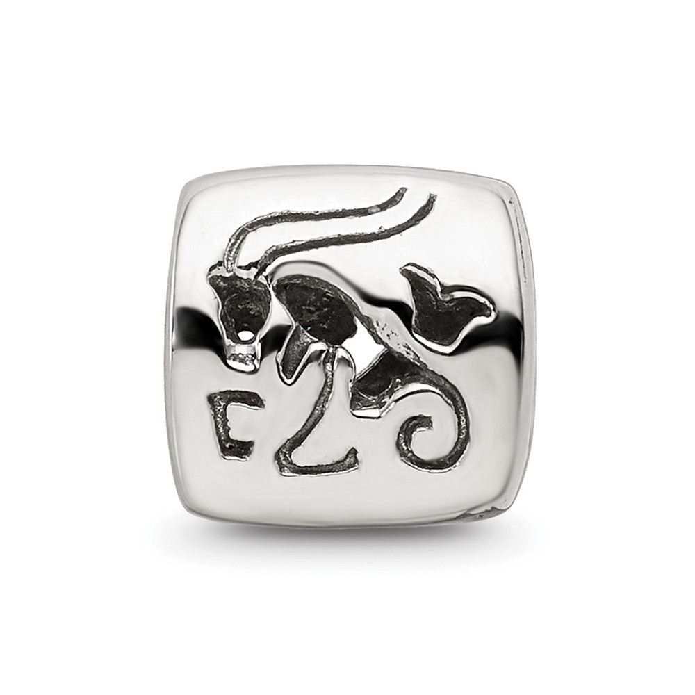 Sterling Silver Reflections Capricorn Zodiac Antiqued Bead