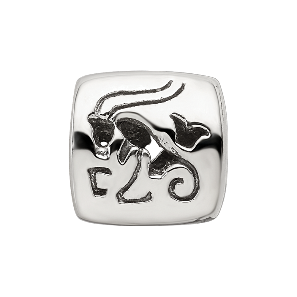 Sterling Silver Reflections Capricorn Zodiac Antiqued Bead