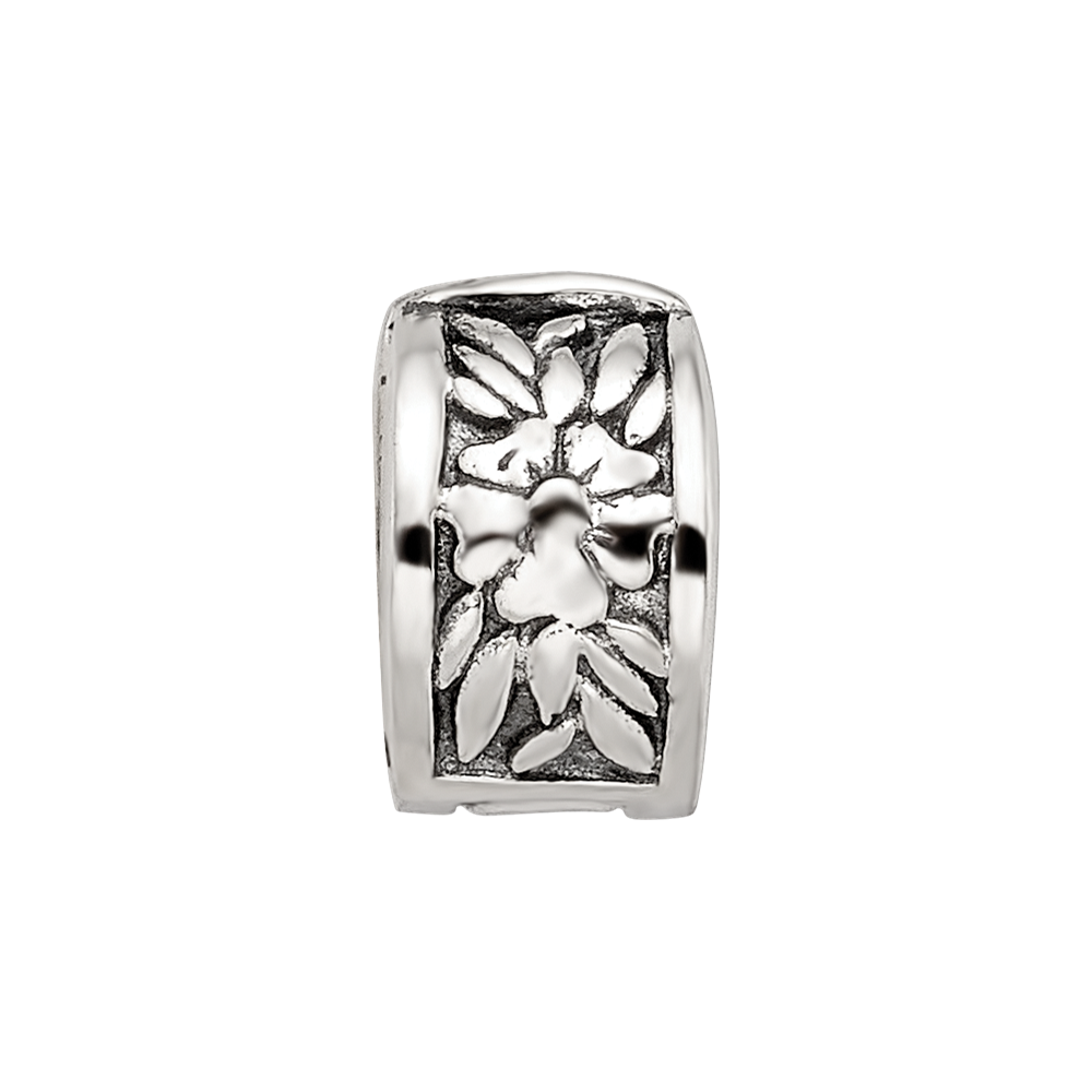 Kids Collection Sterling Silver Reflections Floral Pattern Clip Bead