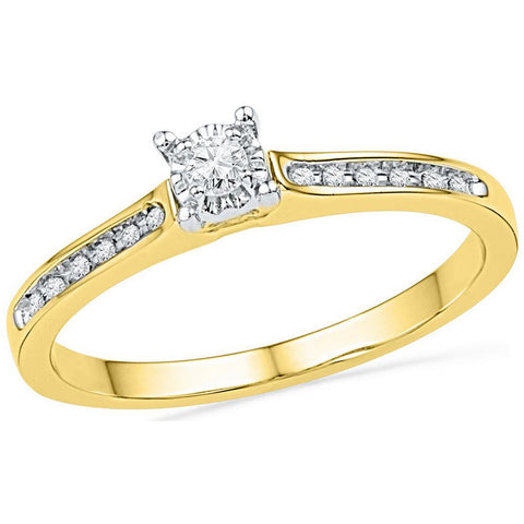 10kt Yellow Gold Womens Round Diamond Solitaire Bridal Wedding Engagement Ring 1/10 Cttw 100245 - shirin-diamonds