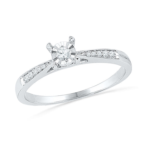 10kt White Gold Womens Round Diamond Solitaire Bridal Wedding Engagement Ring 1/10 Cttw 100571 - shirin-diamonds