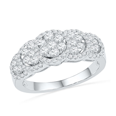 10kt White Gold Womens Round Diamond Flower Cluster Ring 5/8 Cttw 100859 - shirin-diamonds