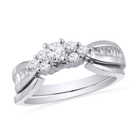 10k White Gold Womens Round Diamond Bridal Wedding Engagement Ring Band Set 1/2 Cttw 101577 - shirin-diamonds