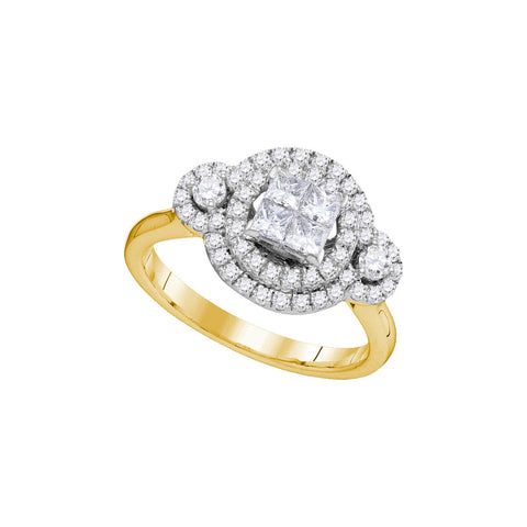 14kt Yellow Gold Womens Princess Diamond Circle Frame Cluster Bridal Wedding Engagement Ring 3/4 Cttw 104807 - shirin-diamonds