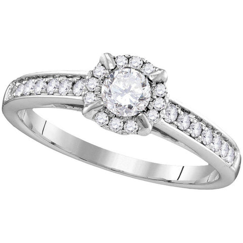14kt White Gold Womens Round Diamond Solitaire Bridal Wedding Engagement Ring 5/8 Cttw 106187 - shirin-diamonds