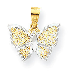 10k & Rhodium Butterfly Charm 10C1001 - shirin-diamonds