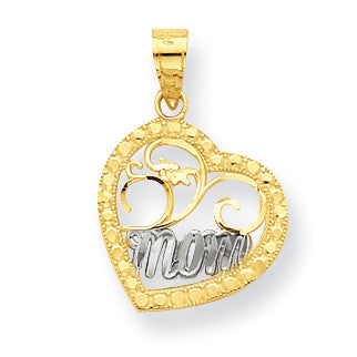 10k & Rhodium Mom Heart Charm 10C959 - shirin-diamonds
