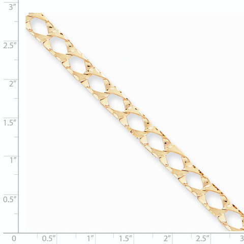 10k 7.4mm Satin & Diamond-cut Fancy Link Bracelet 10GL11 - shirin-diamonds